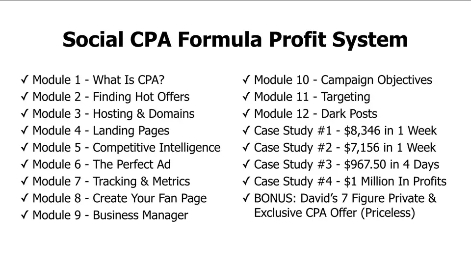 Social CPA Formula Profit System
