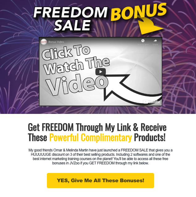 Freedom Sale Review, Bonus From Omar And Melinda Martin 4th of July