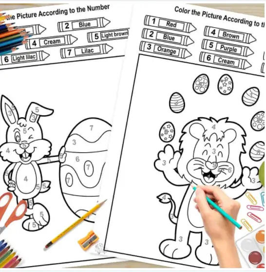 Animals Easter Fun Color By Number