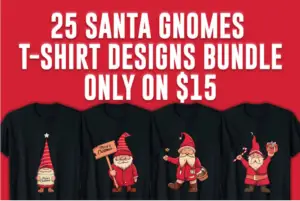 Santa Gnomes T-Shirt Designs Bundle