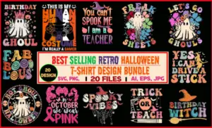 Best Selling Retro Halloween T-Shirt Design Bundle