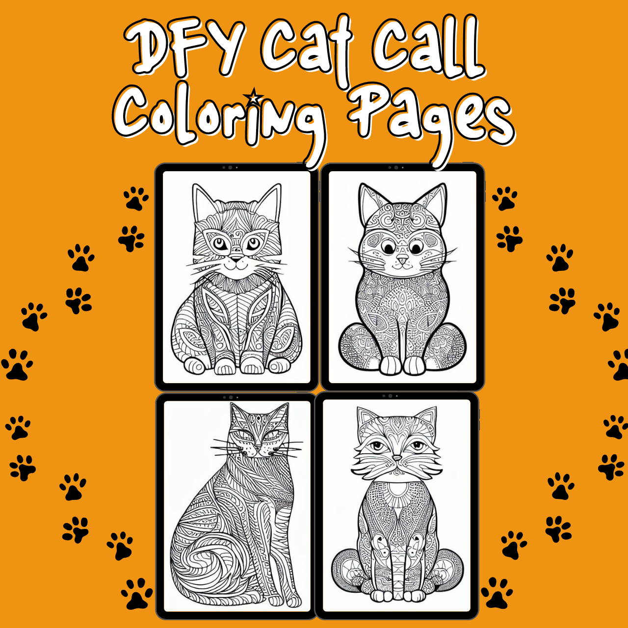 DFY Cat Call Coloring Pages Unrestricted PLR